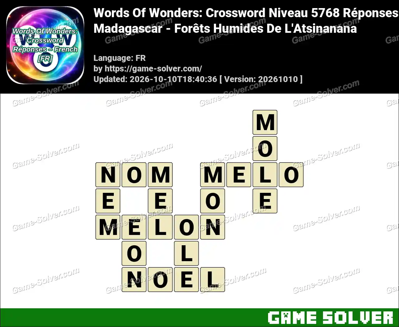 Words Of Wonders: Crossword Niveau 5768 Réponses – Madagascar – Forêts Humides De L’Atsinanana